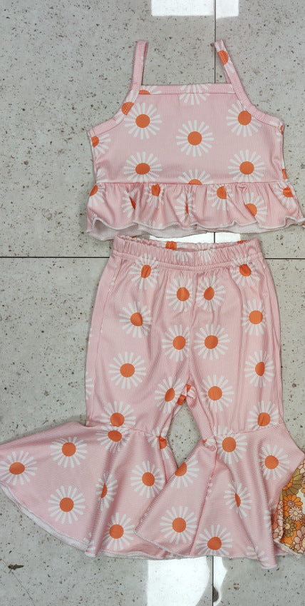 Kids Flower Suspender + Flared pant