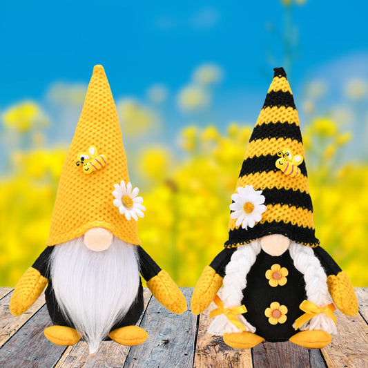 Cute Bee and Flower Decor Faceless Gnome