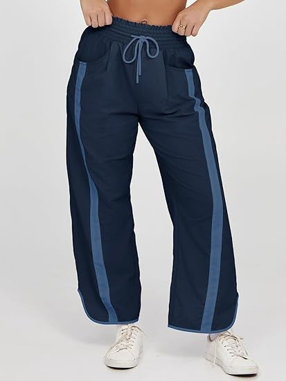 Retro Contrast Side Stripe Wide Leg Track Pants