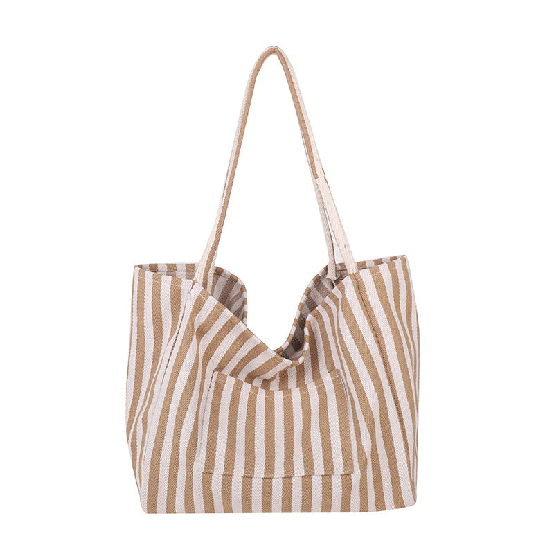 Large Capacity Striped Canvas Bag