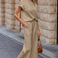 Textured Top and Wide-leg Pants Set