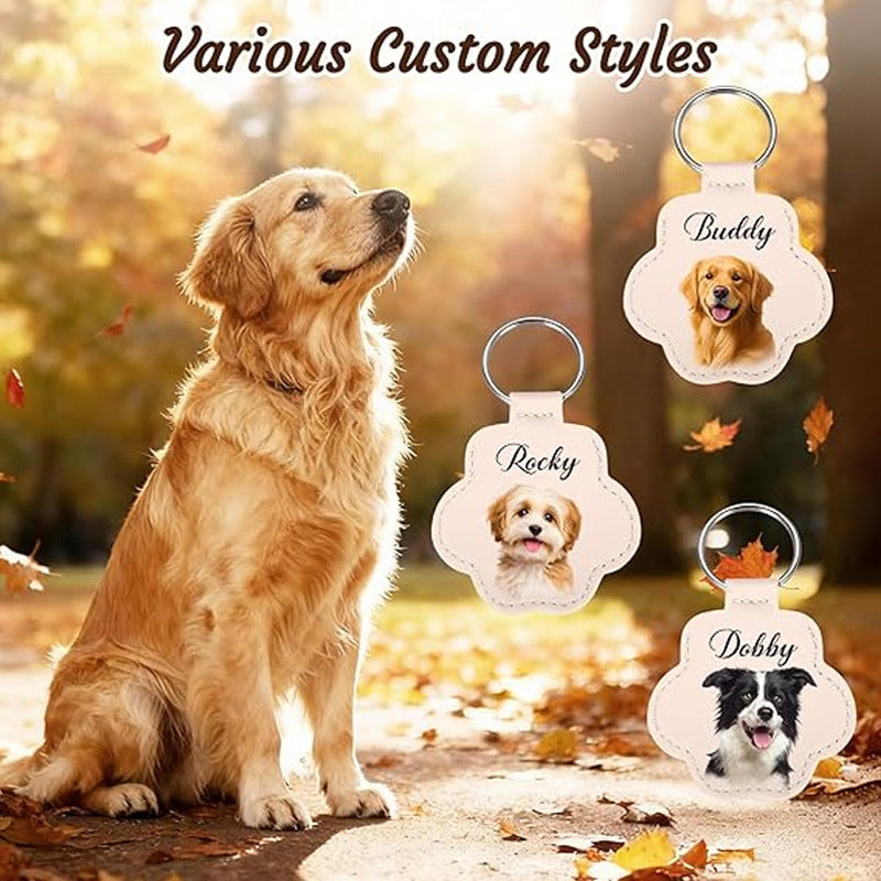Custom Pet Memorial PU Leather Keychain