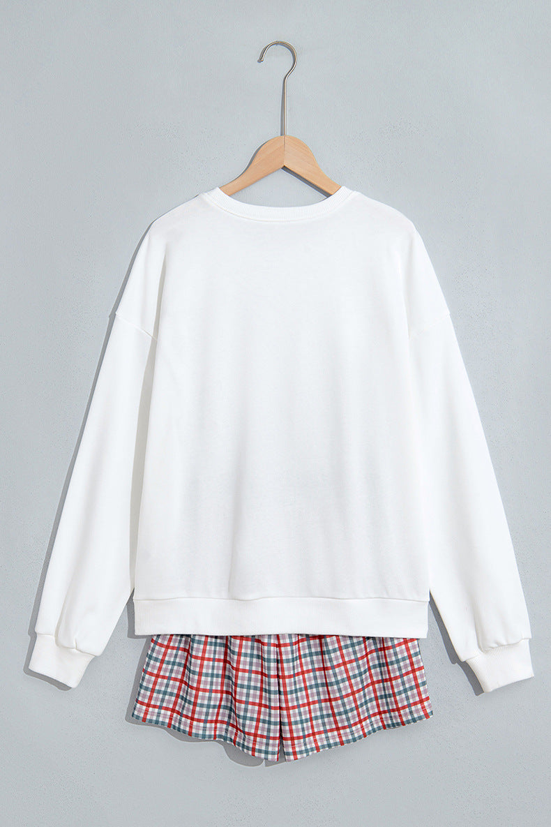 Red Plaid MERRY Holiday Long Sleeve Top and Shorts Set
