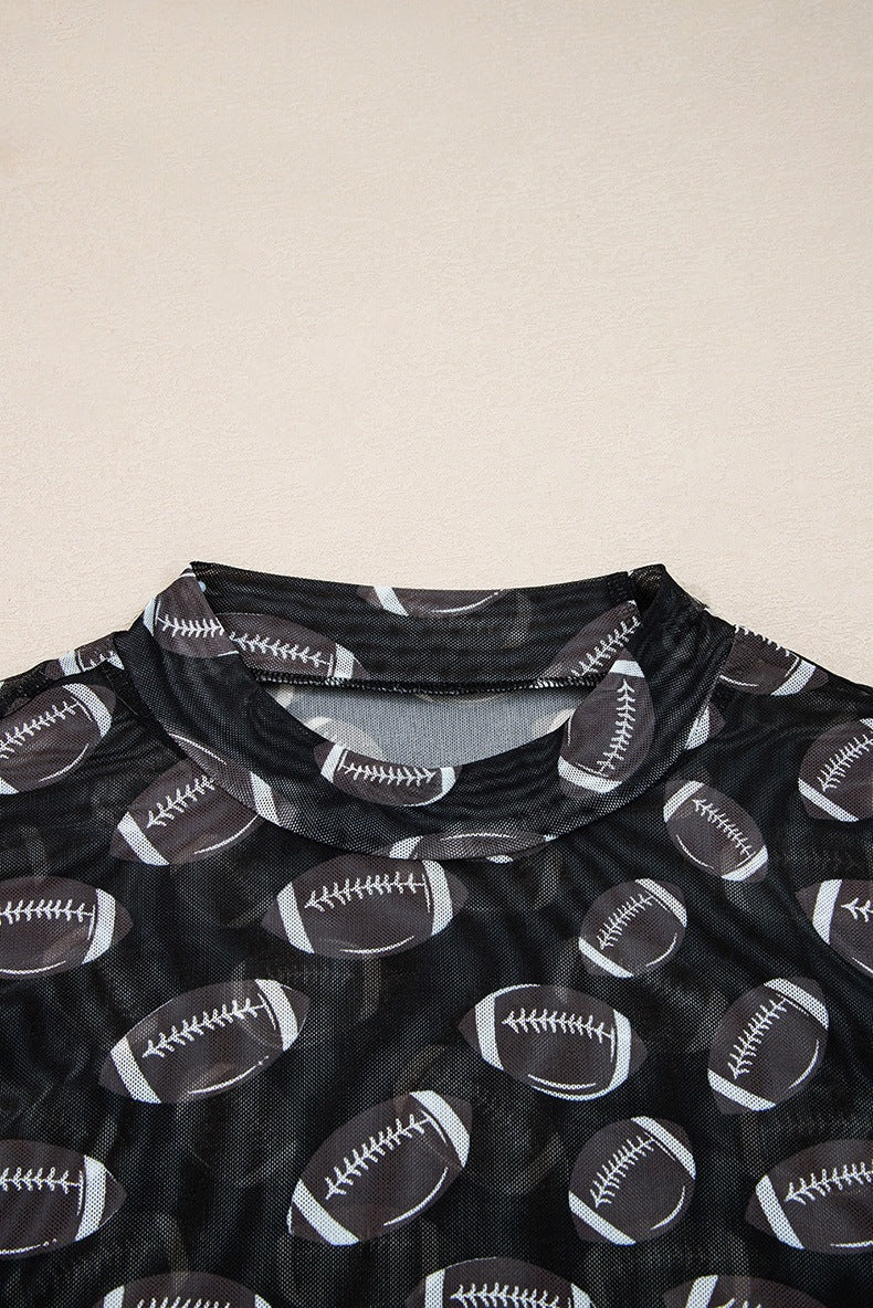 Rugby Game Day Sheer Mesh Long Sleeve Top