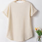 Bright Pink Textured Wide Sleeve V Neck T Shirt