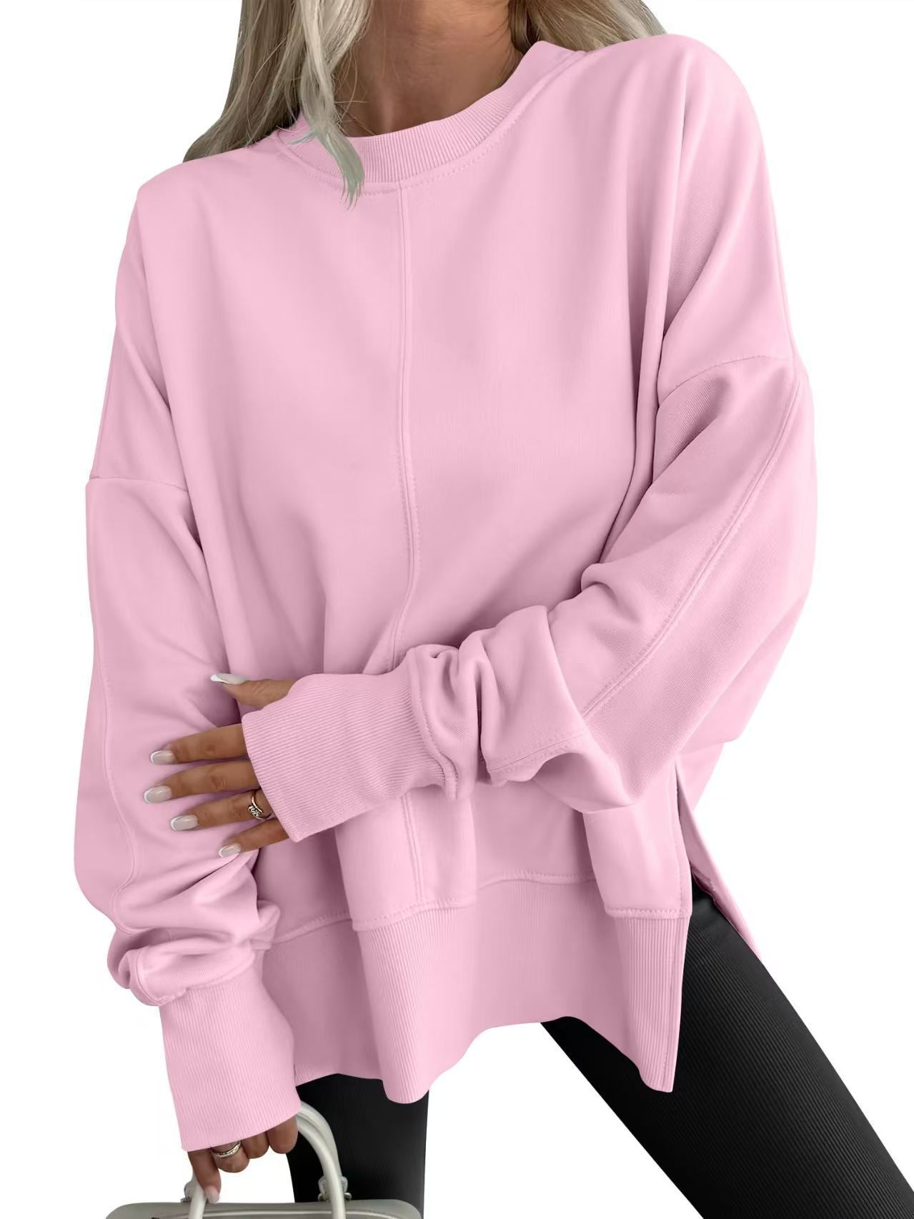 Side-slit Panelled Crew-neck Sweatshirt