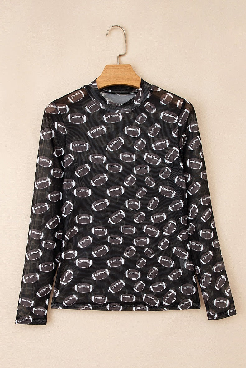 Rugby Game Day Sheer Mesh Long Sleeve Top