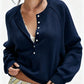 Crew Neck Button Front Knit Pullover