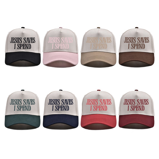 Embroidered JESUS SAVES I SPEND Baseball Cap