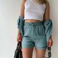 Textured Shirt + Drawstring Shorts 2-Piece Set