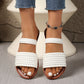 Woven Band Faux Leather Flat Slippers
