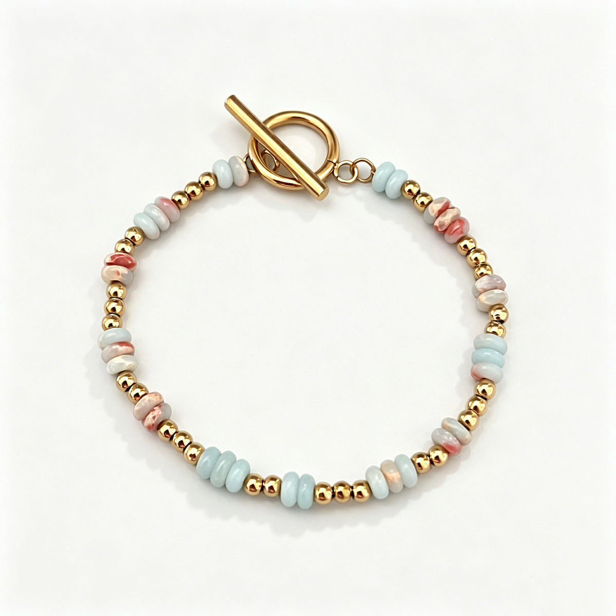 Dainty Gemstone & Gold Bead Bracelet
