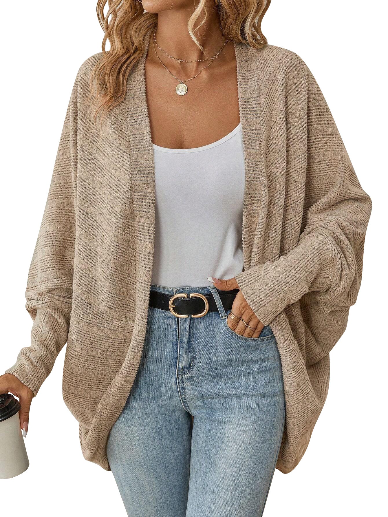 Knitted Batwing Sleeve Cardigan