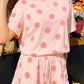 Polka Dot Print Loose Tee Drawstring Elastic Waist Short Set