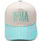 "Walk by Faith" Embroidered Retro Color-Block Trucker Hat