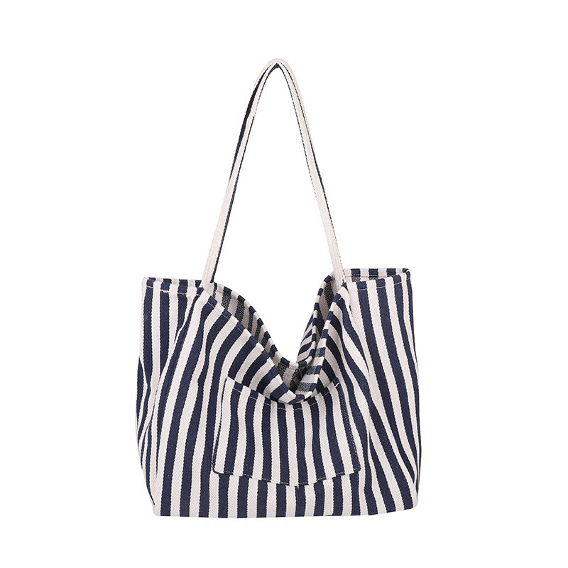 Large Capacity Striped Canvas Bag