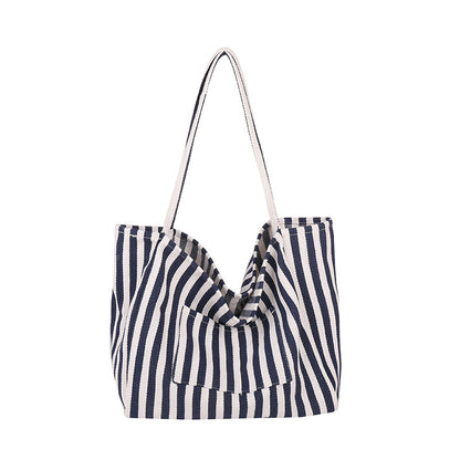 Large Capacity Striped Canvas Bag