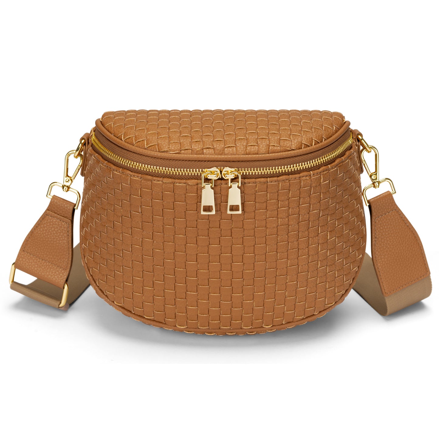 Trendy Woven Checkered Crossbody Bum Bag for Women
