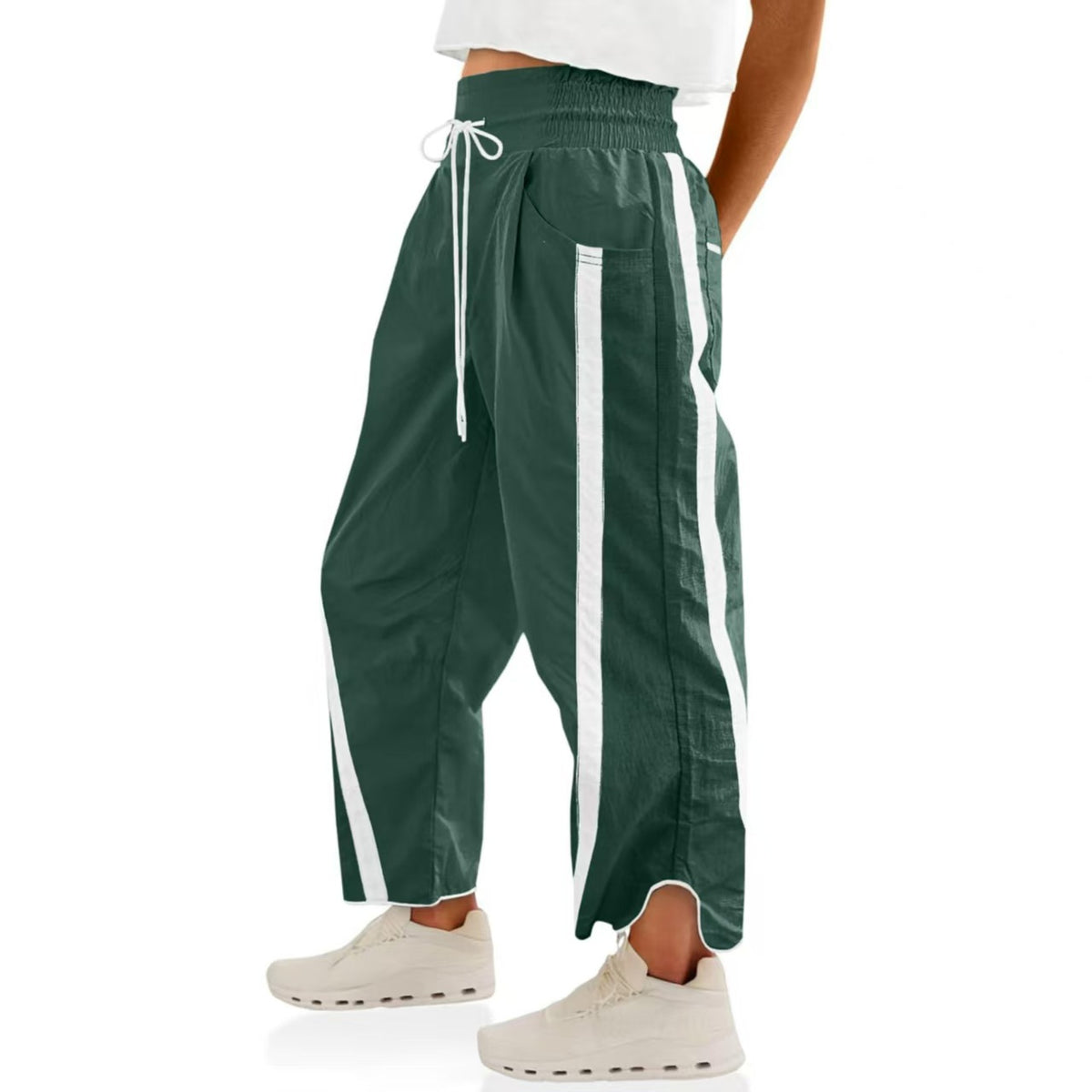 Retro Contrast Side Stripe Wide Leg Track Pants