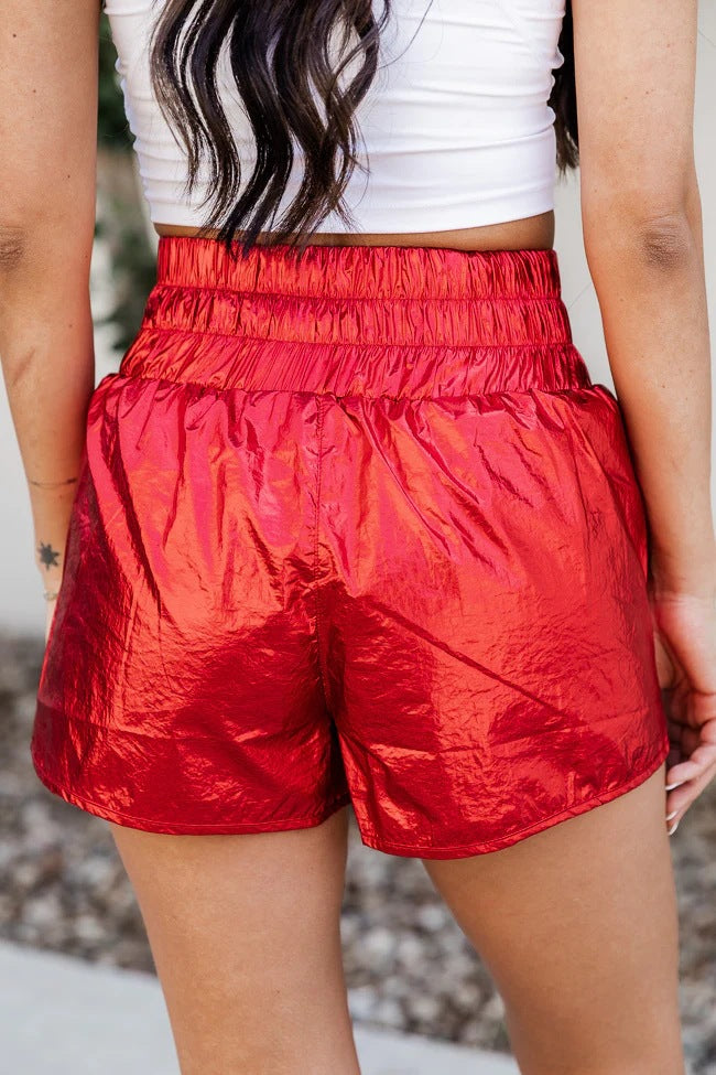 High Waist Elastic Waist Shorts