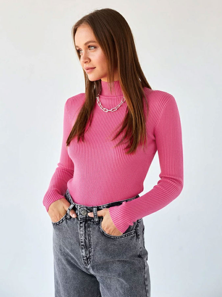 Basic Solid Color Half Turtleneck Sweater