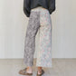 Multicolour Retro Floral Leopard Contrast Patchwork Raw Hem Jeans