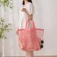 Mesh Fabric Travel Storage Bag Large Capacity Visual Partition Storage Handbag