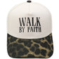 "Walk by Faith" Embroidered Retro Color-Block Trucker Hat