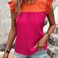 Sleeveless Ruffled Shoulder Contrast Top