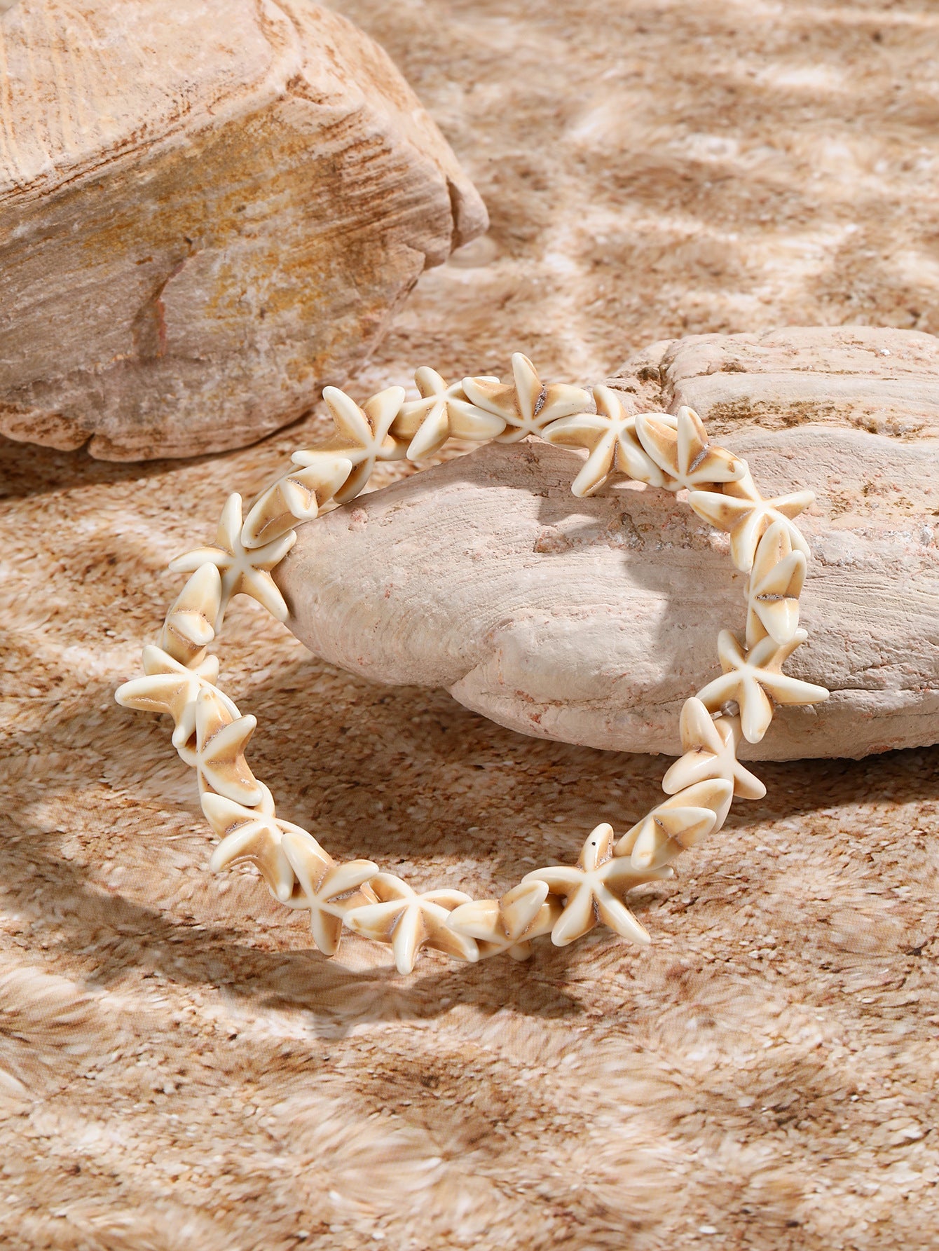 Marine Style Starfish Shell Turquoise Shell Beaded Chain Stretch Bracelets