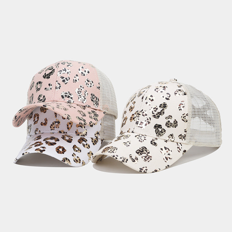Leopard Print Women's Baseball Cap Mesh Hat