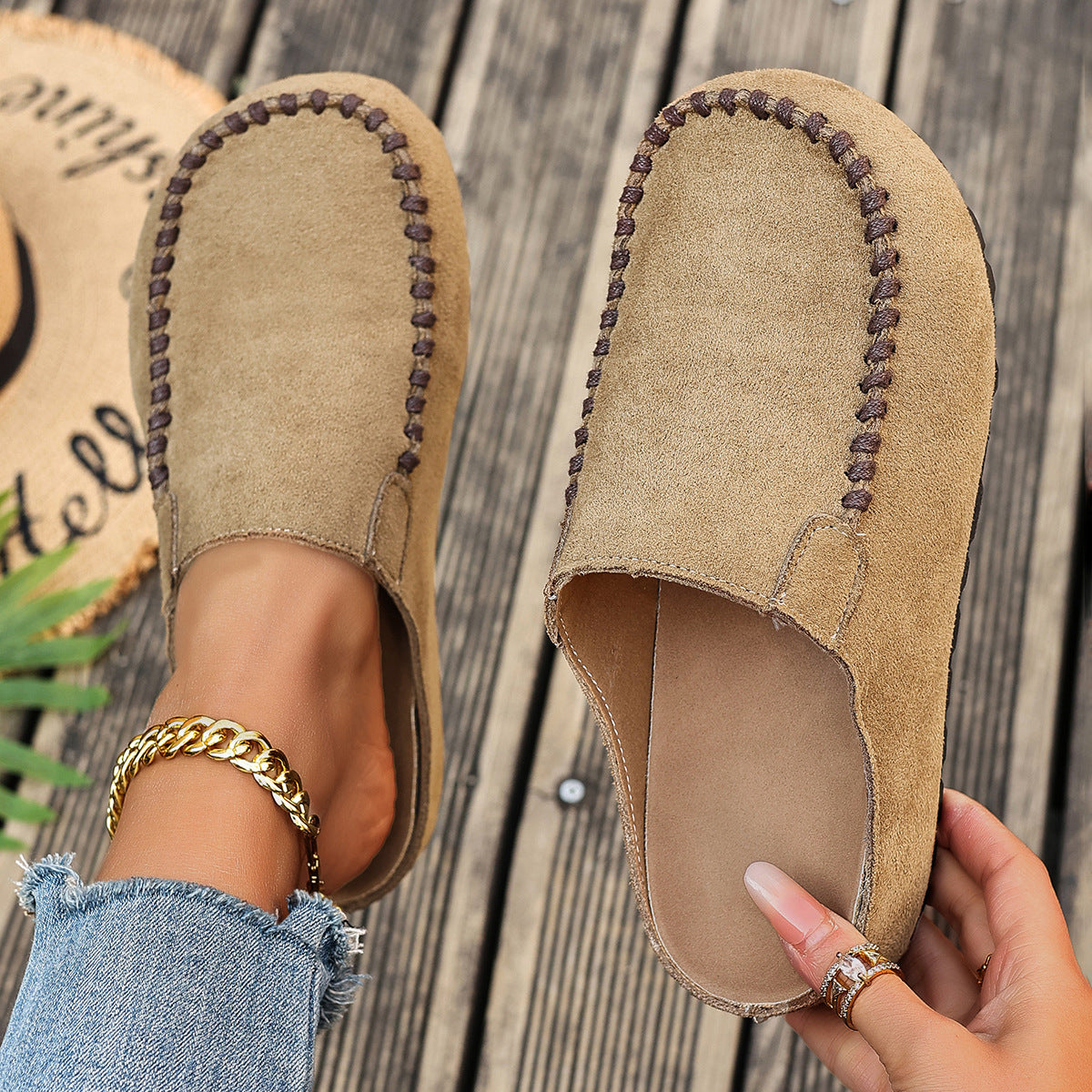 Suede Moccasin Slip-On Mule Clogs