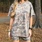 Multicolour Camouflage Loose Tee Drawstring Shorts 2pcs Outfit