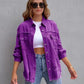 Long Raw Edge Ripped Denim Jacket