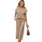 Textured Top and Wide-leg Pants Set