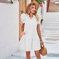 V Neck Flutter Trim Dress