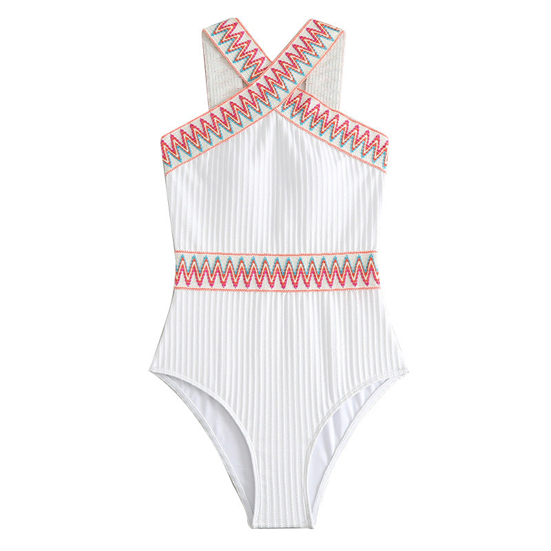 Boho Print Cross Straps One-Piece Swimsuit