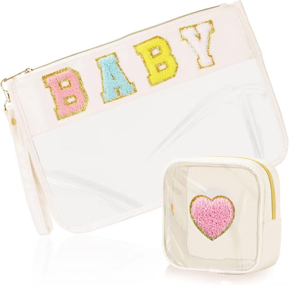2 Pieces Set Flat Clear Pouch PVC Toiletry Storage Bag (MOQ 5)