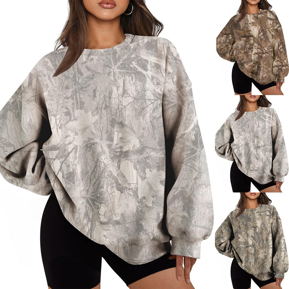Oversized Camo Crewneck Sweatshirt