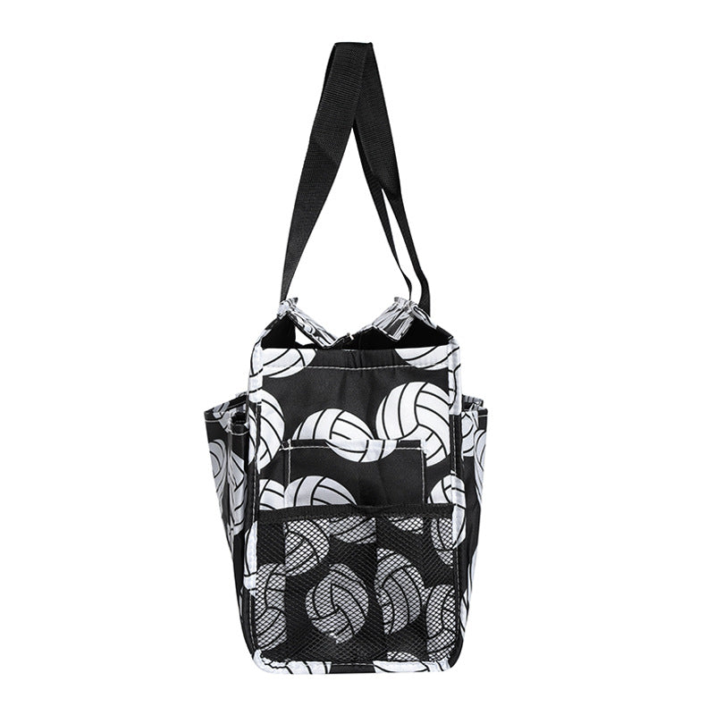 Ball Sports Print Multi-Pocket Utility Tote Bag