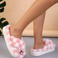 Checkerboard furry slippers