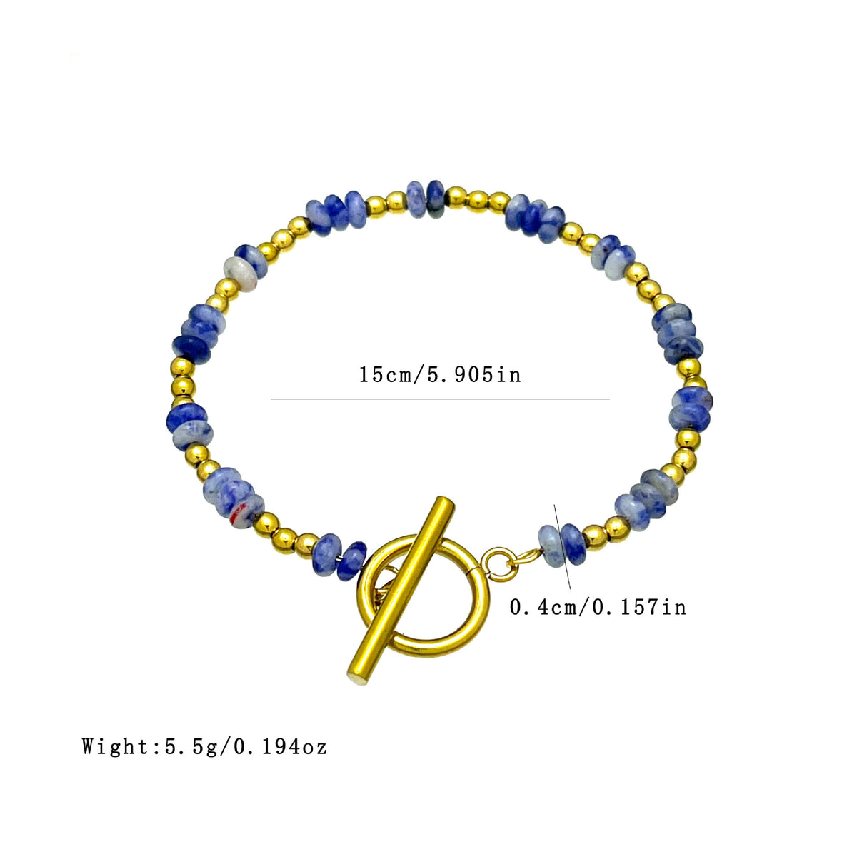 Dainty Gemstone & Gold Bead Bracelet