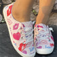 Pink Heart Shaped Criss Cross Slip On Canvas Shoes