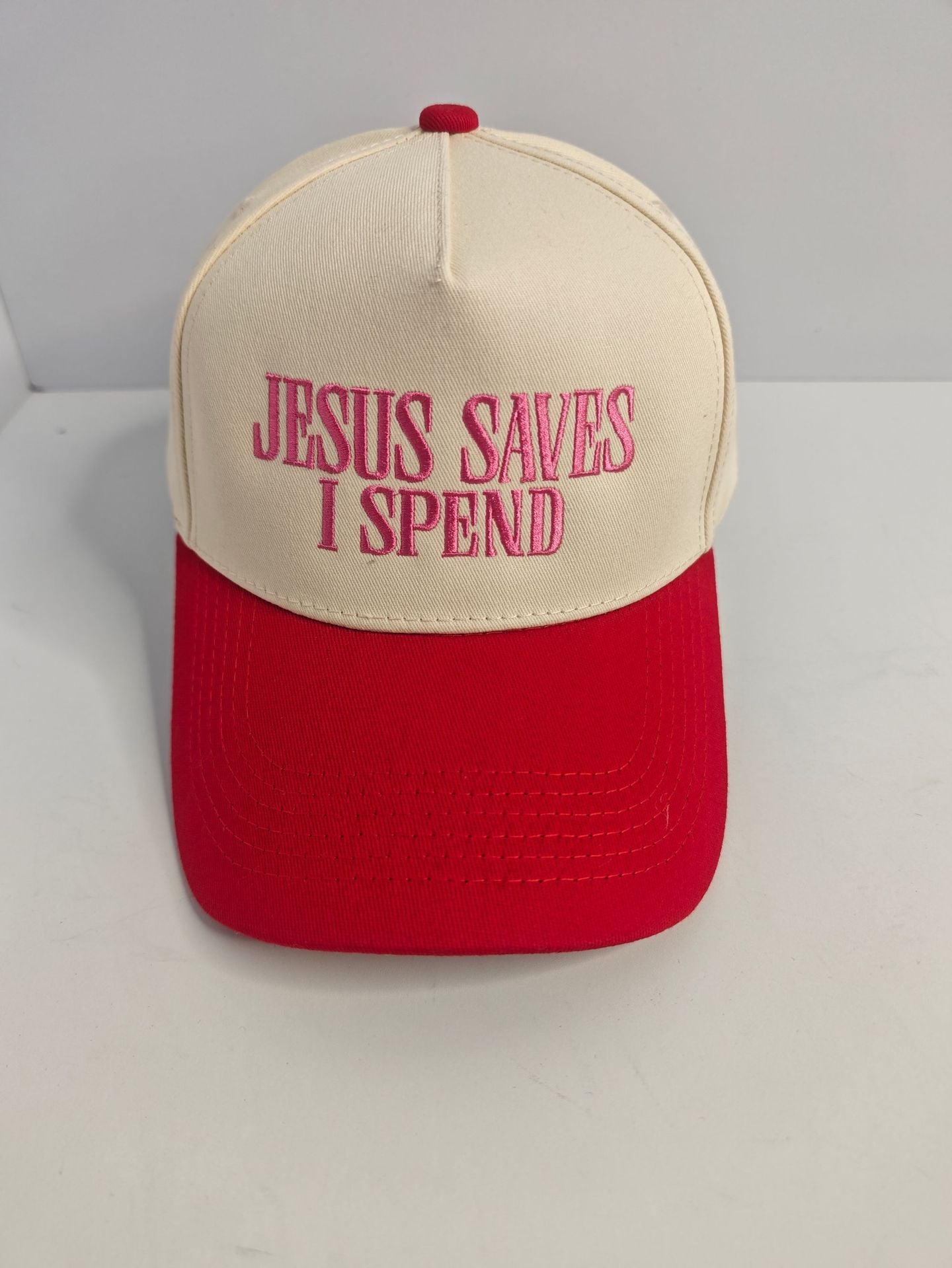 Embroidered JESUS SAVES I SPEND Baseball Cap