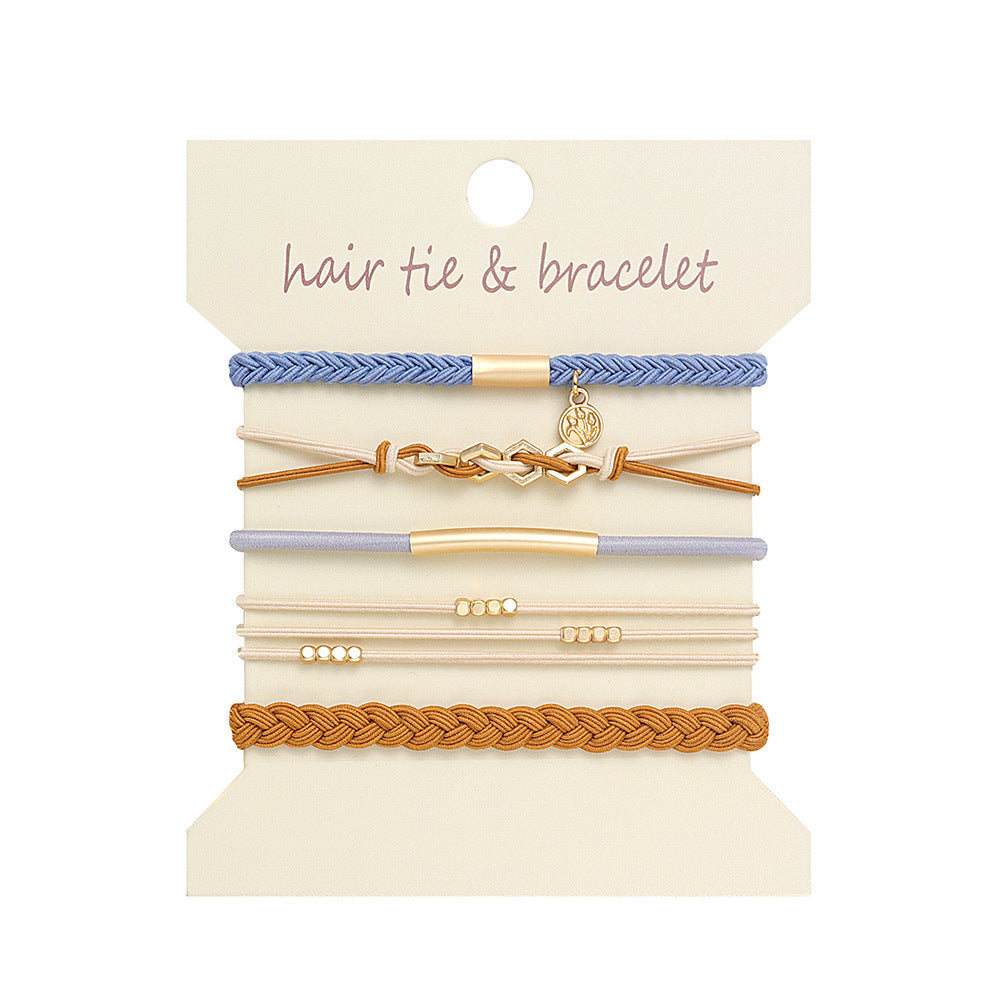 Boho 2-in-1 Hair Tie & Bracelet Set (5-Piece Pack)