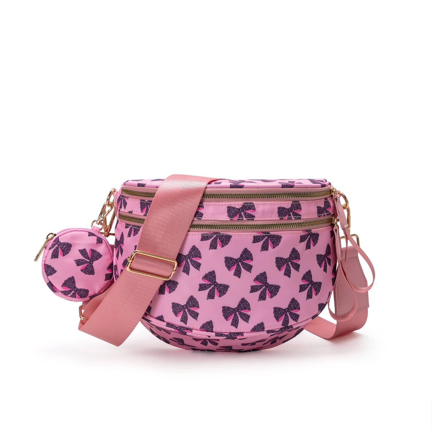 Nylon Crossbody Bags Bum Bag with Detachable Coin Pouch