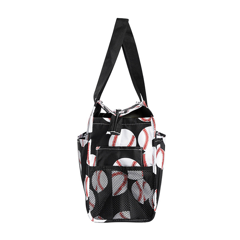 Ball Sports Print Multi-Pocket Utility Tote Bag