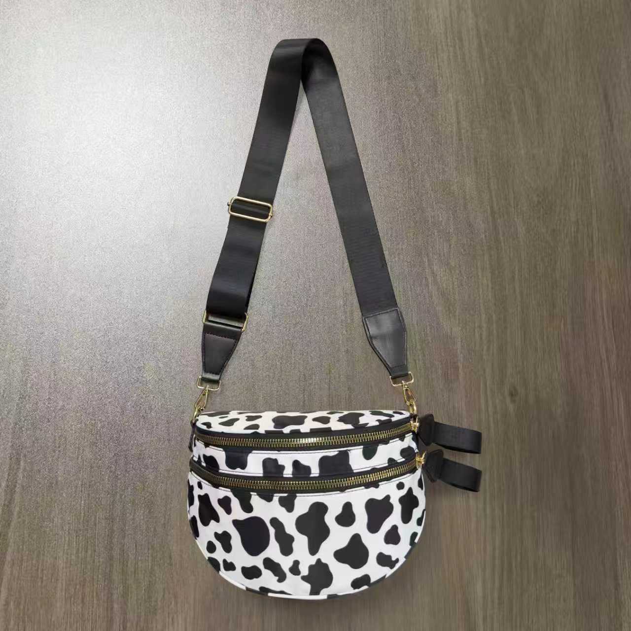 Checkered Crossbody Bag with Detachable Pouch