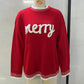 Merry Festive Knit Sweater  Casual Holiday Crewneck Pullover Top