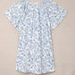 V-neck Short Sleeve Fashion Print Fantasy Fluttering Blouse
